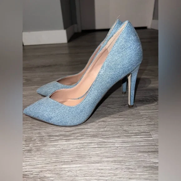 Denim heeled shoes deals